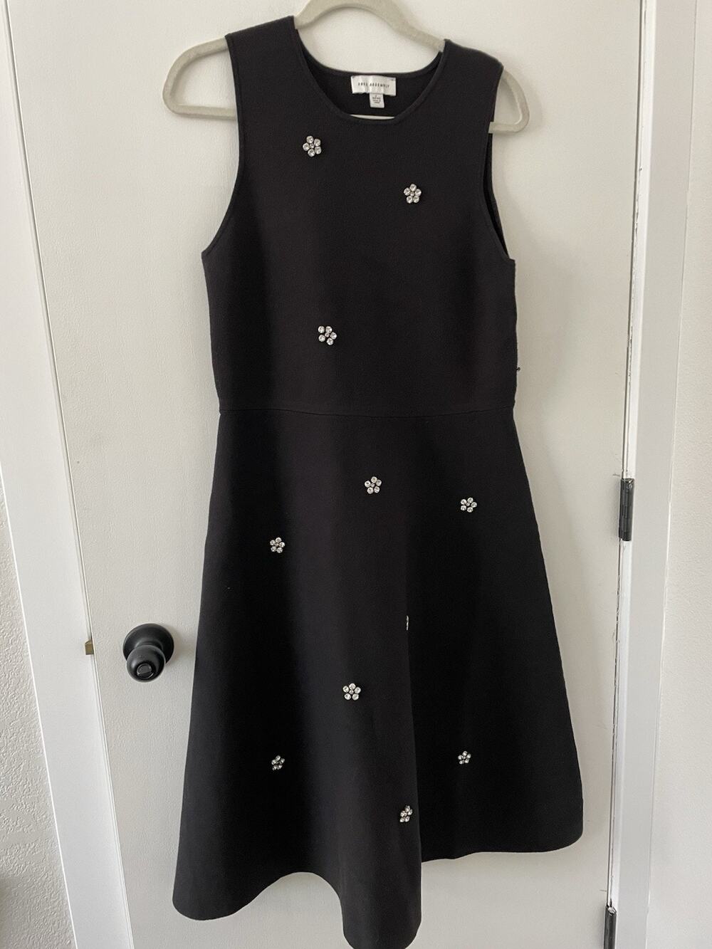 Free Assembly Black Knit Sleeveless Aline Dress with Rhinestone Detail Large 103
